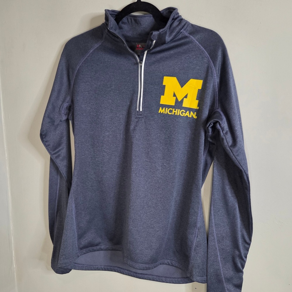 Knights Apparel Michigan Wolverines NCAA Football Quarter Zip Pullover Mens XL - Picture 2 of 6